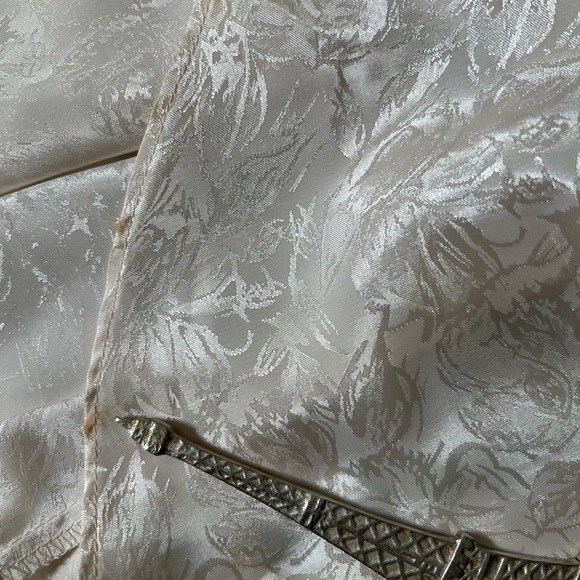 Janelle - 80's Does 40's Cream Jacquard Textured Flounce Dress - Size 11/12 - Picture 10 of 12